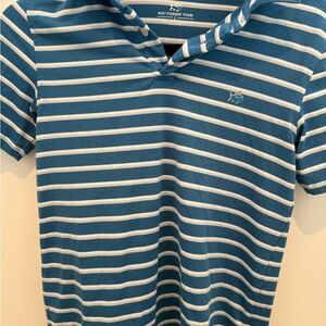Southern Tide Kids Teal and White Striped Polo